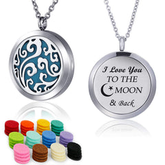 Front view of Essential Oil Necklace Diffuser pendant with 24-inch chain