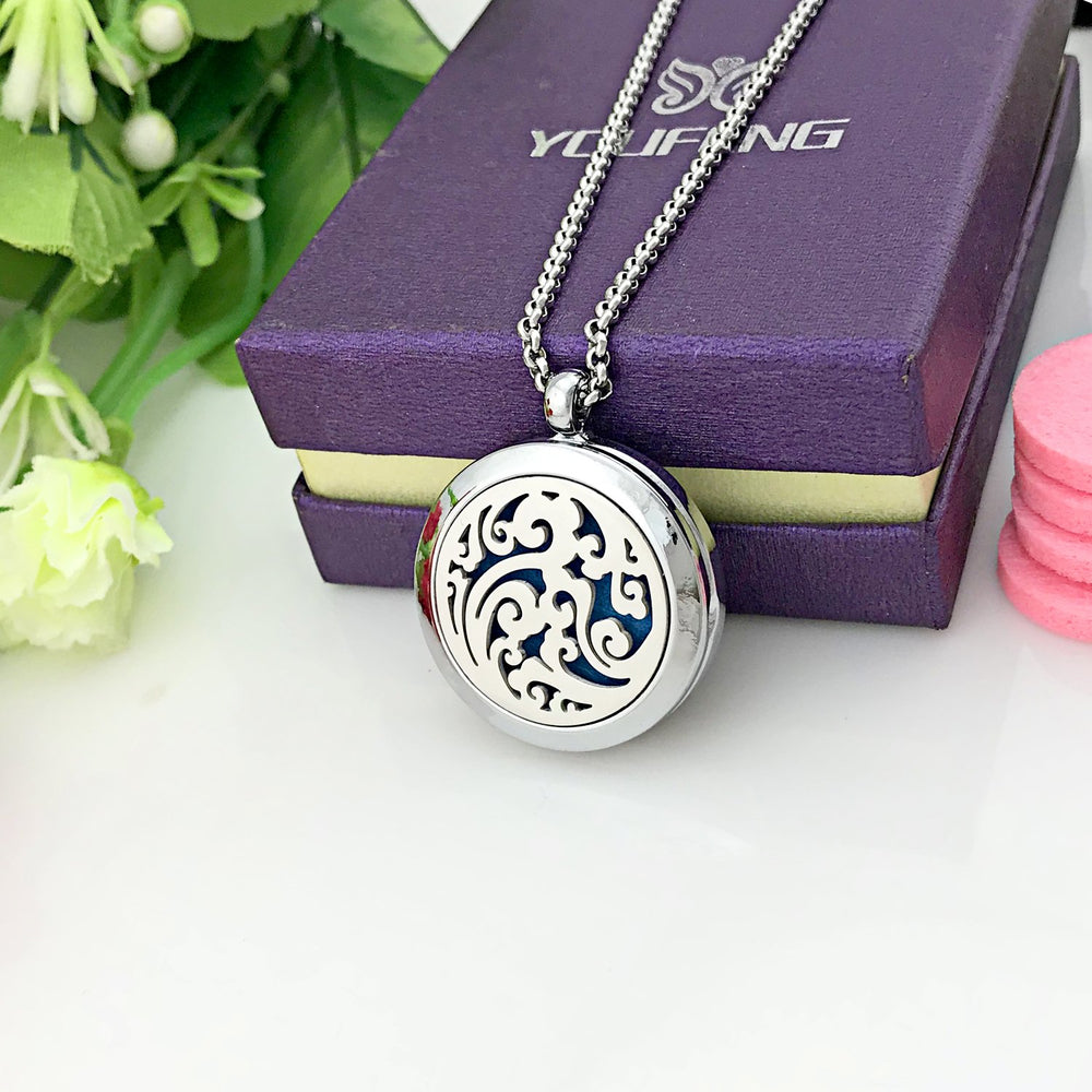 Aromatherapy necklace worn as a fashion accessory