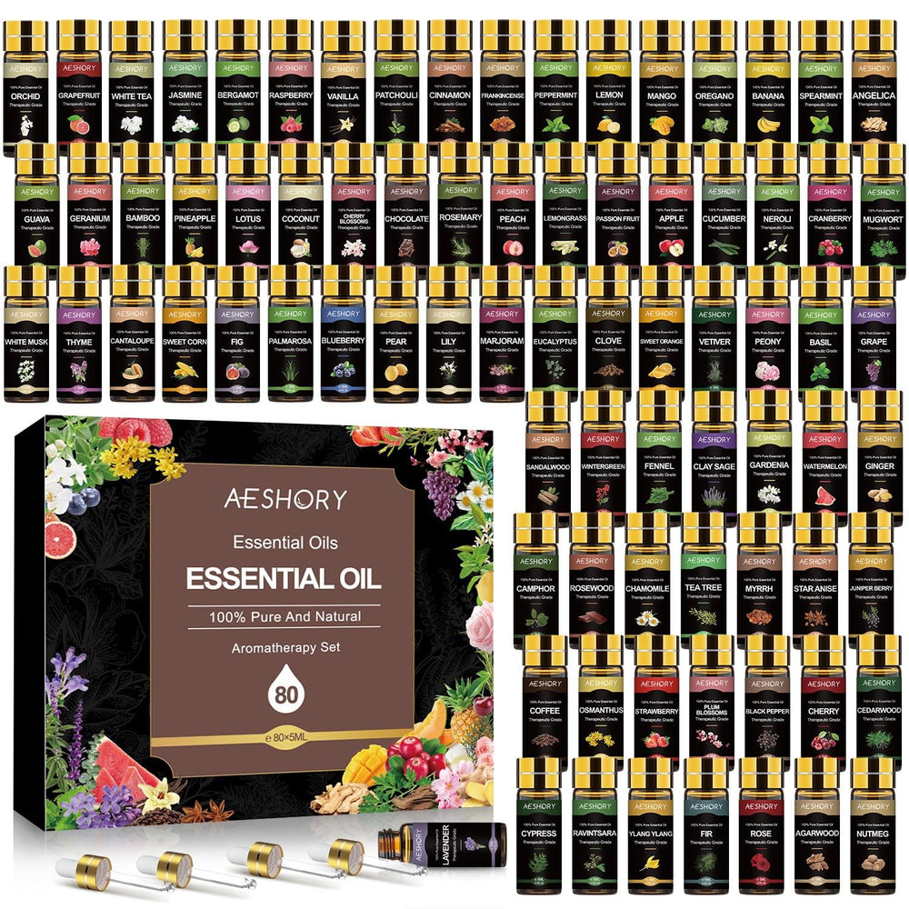 80x5ml essential oil bottles in black gift box