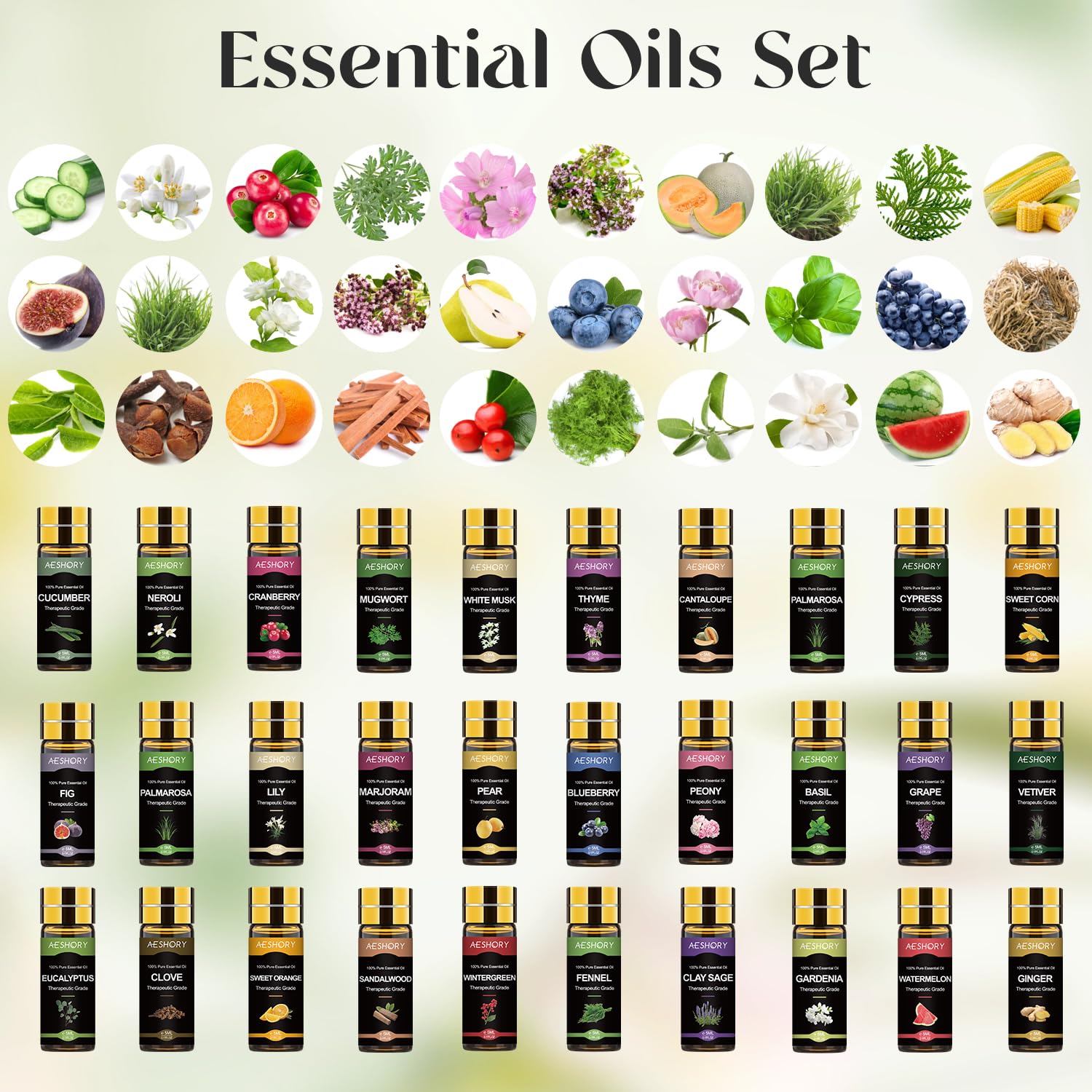 Lavender and citrus essential oils in a set