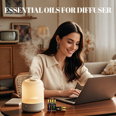 Assorted essential oils in diffusing bottles for diffuser use