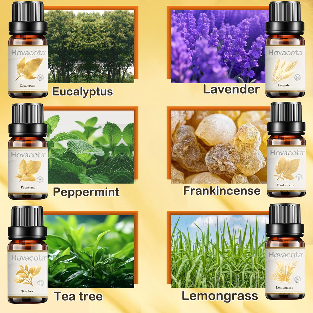 Essential oil set packaging and lifestyle image