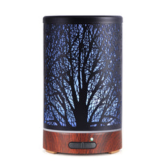 Front view of 150ml essential oils diffuser with tree design