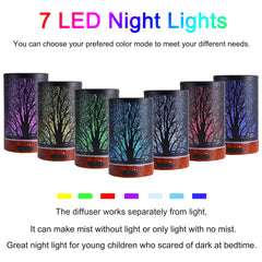 Diffuser displaying 7 color LED lights