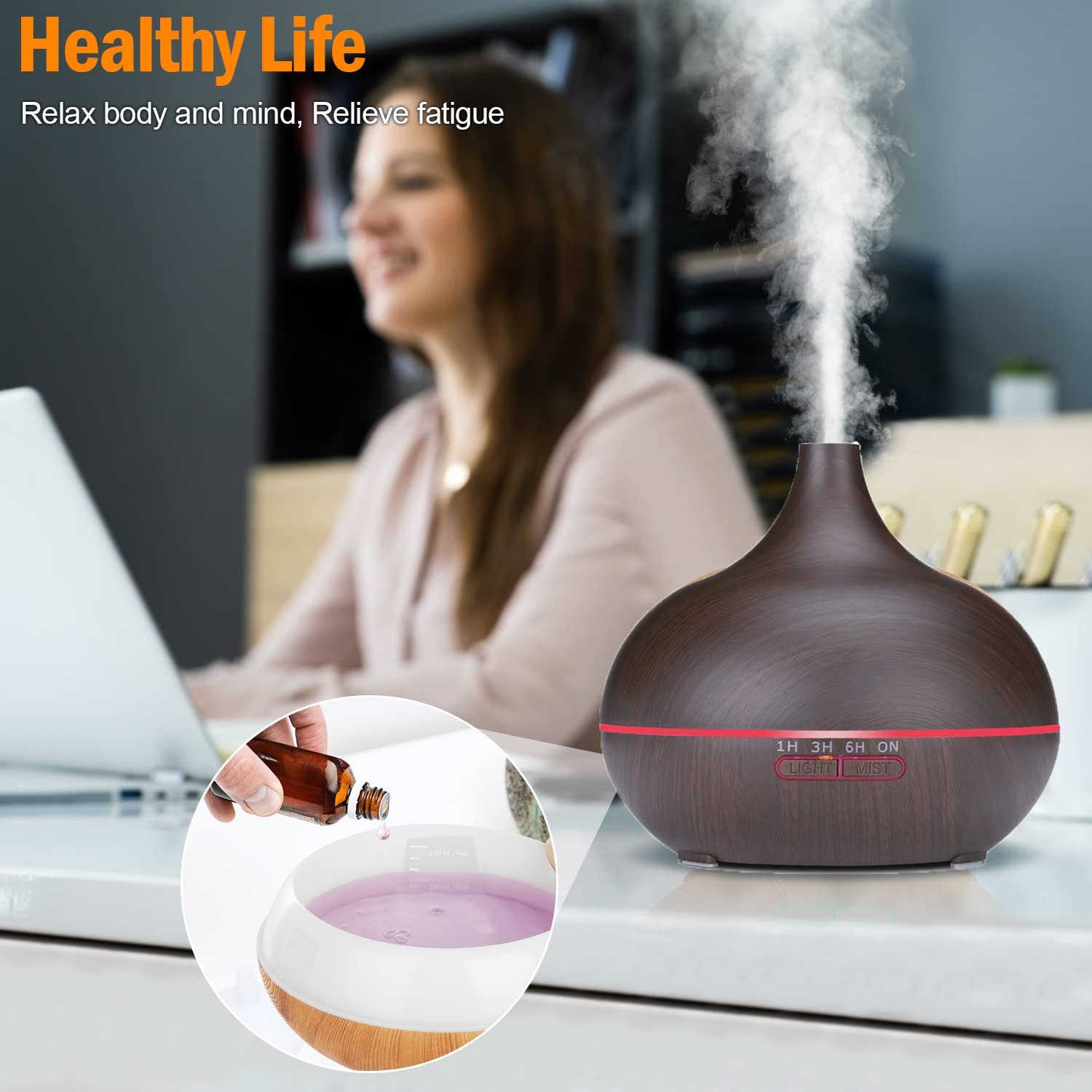 Diffuser with seven LED colors and night light