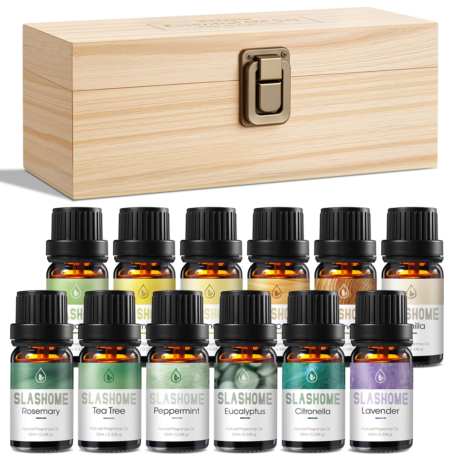 Lavender essential oil bottle from France in wooden gift box – 12-pack set