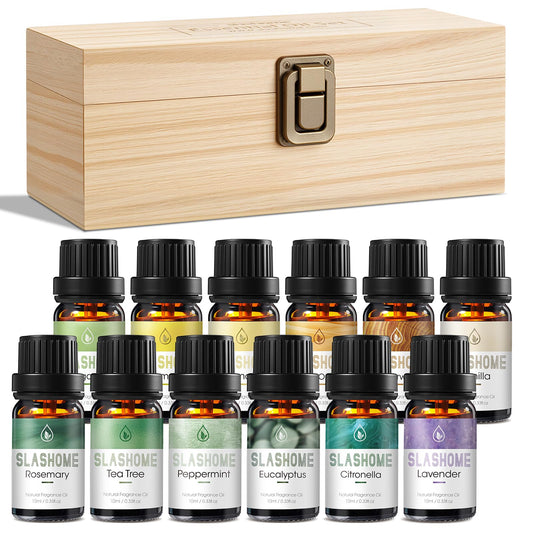 Lavender essential oil bottle from France in wooden gift box – 12-pack set