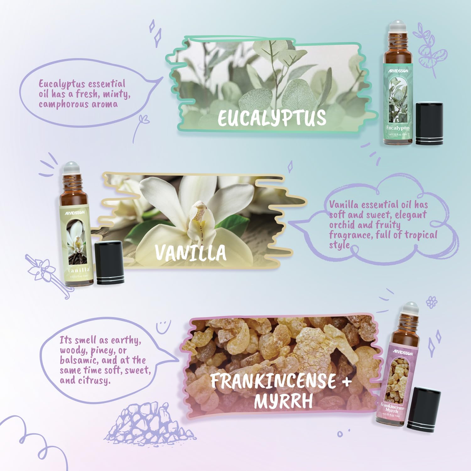 Eucalyptus essential oil roll-on bottle