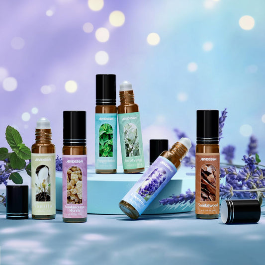 Peppermint essential oil roll-on bottle