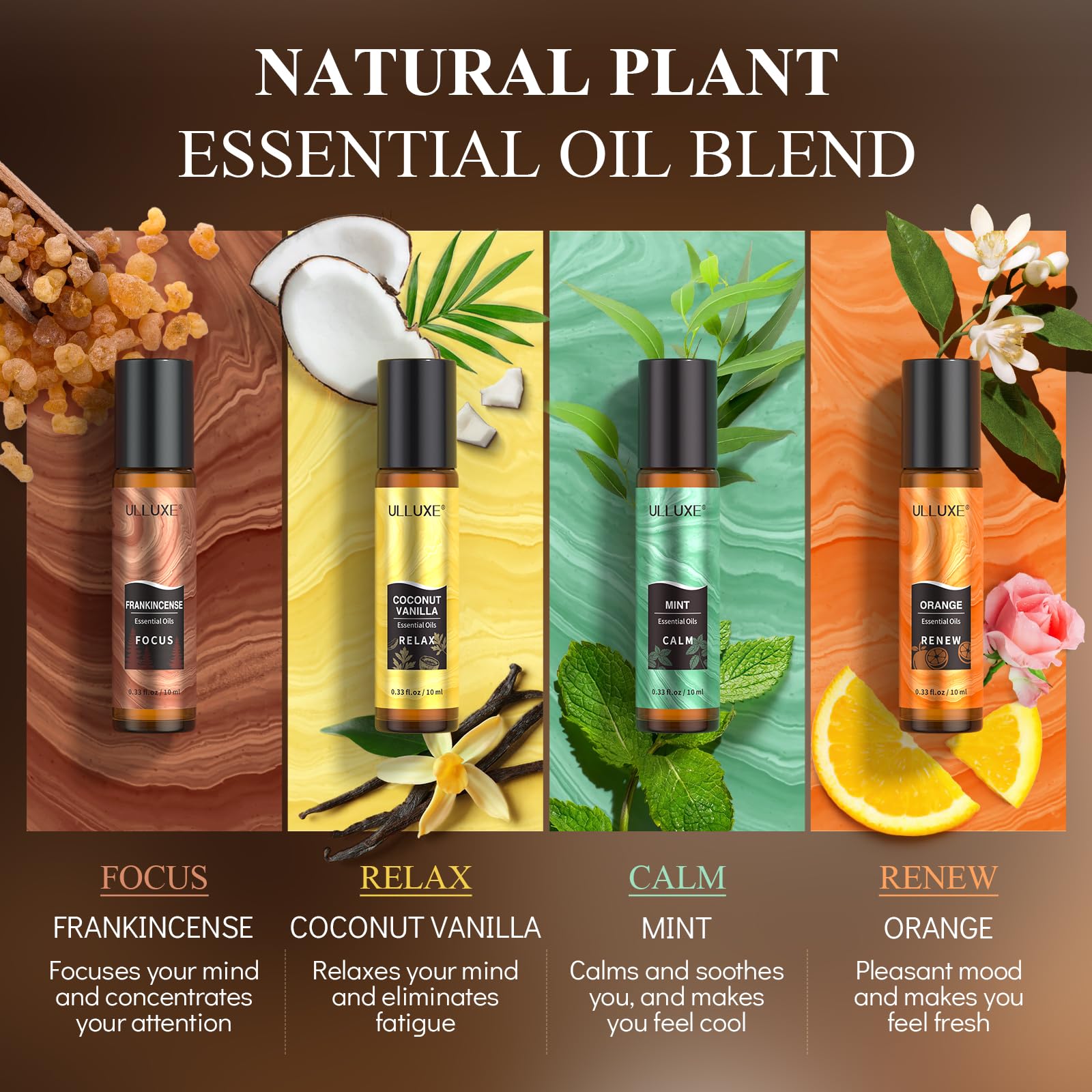 Coconut & Vanilla essential oil roll-on - 10ml in amber glass