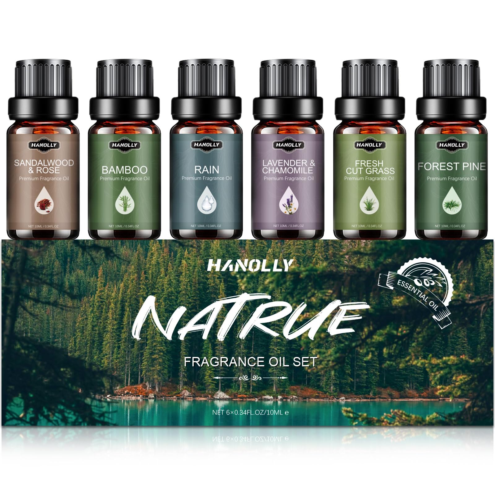 Sandalwood & Rose essential oil bottle (10ml) from the Nature Scents set