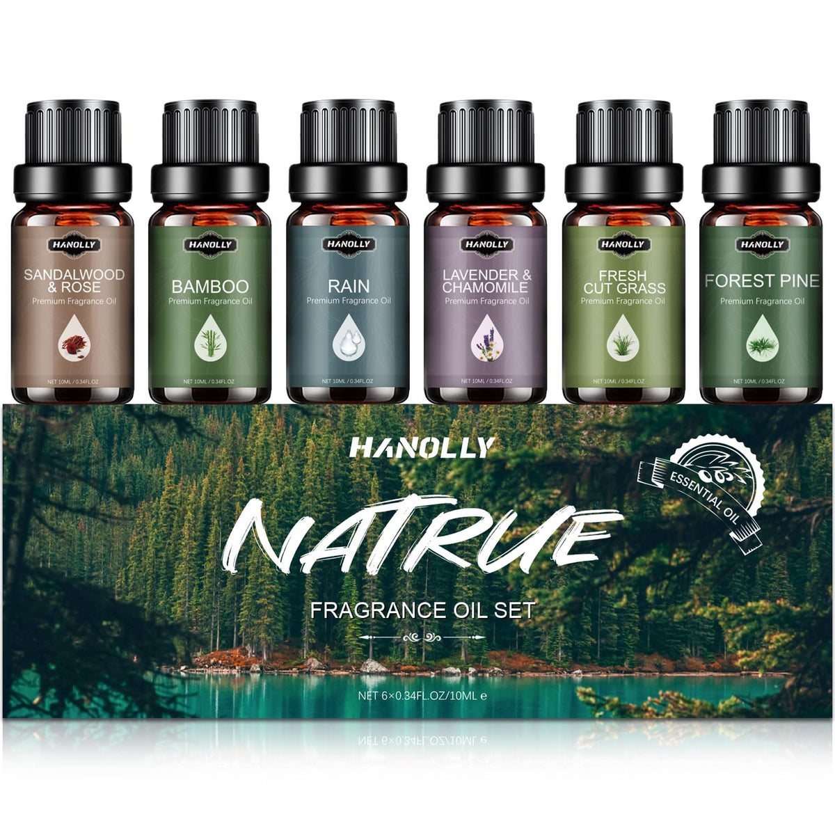 Sandalwood & Rose essential oil bottle (10ml) from the Nature Scents set
