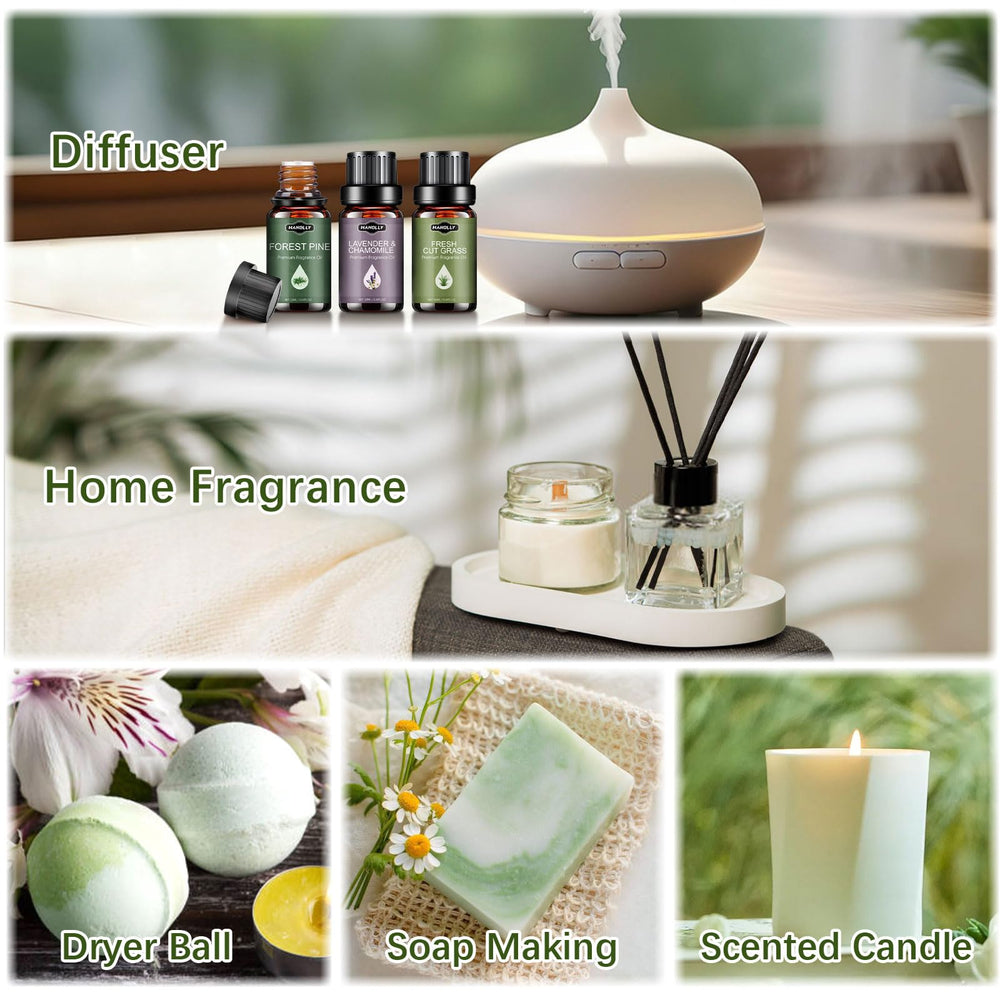 Lifestyle image showing diffuser with essential oils from the Nature Scents set