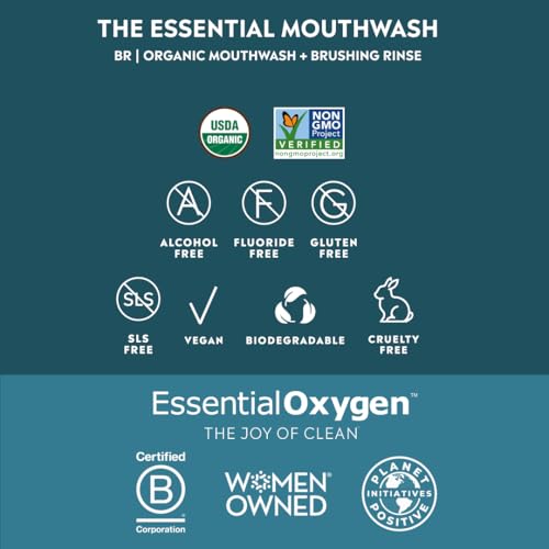 Ingredients and organic essential oils in Essential Oxygen Brushing Rinse