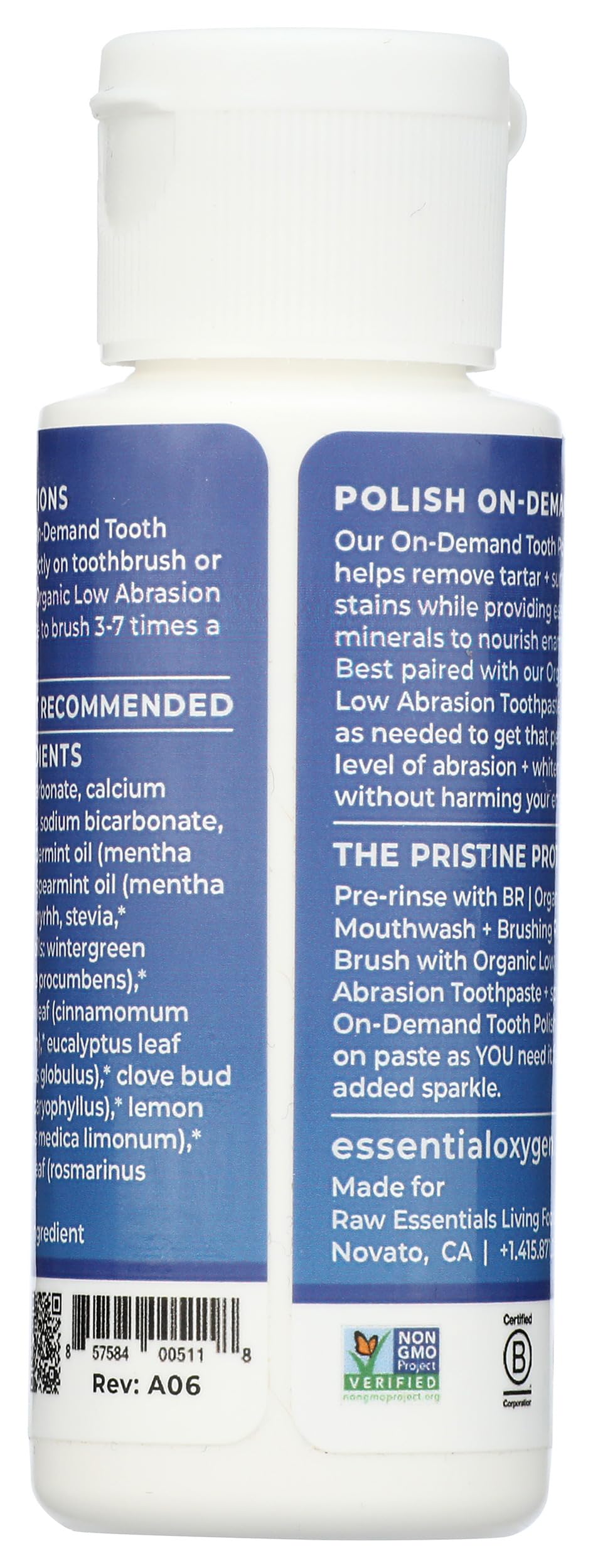 Packaging and label for ESSENTIAL OXYGEN Tooth Polish