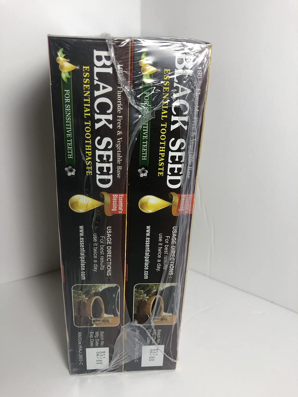 Close-up of label highlighting organic black seed oil and vegetable base