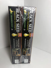 Close-up of label highlighting organic black seed oil and vegetable base