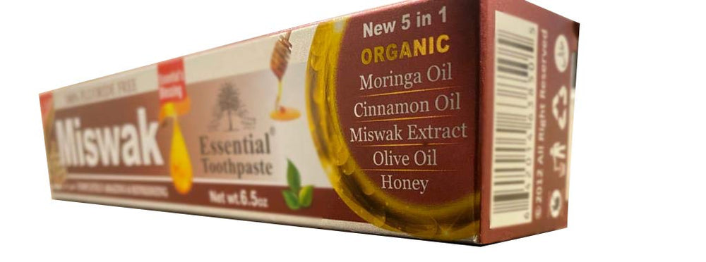 6 tubes of Essential Palace Miswak toothpaste inside safe packaging
