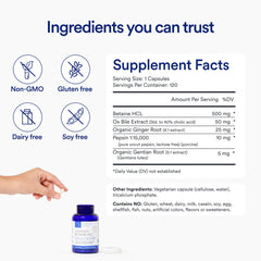 Serving illustration showing 120 capsules per bottle