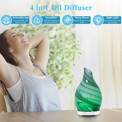 Glass essential oil diffuser displaying fixed LED color options