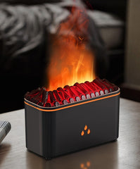 Black essential oil diffuser with flame effect - front view