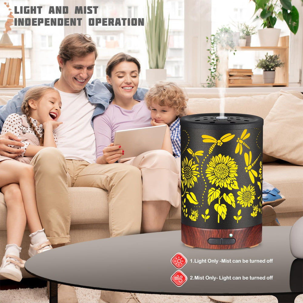 7 color LED light modes on essential oils diffuser