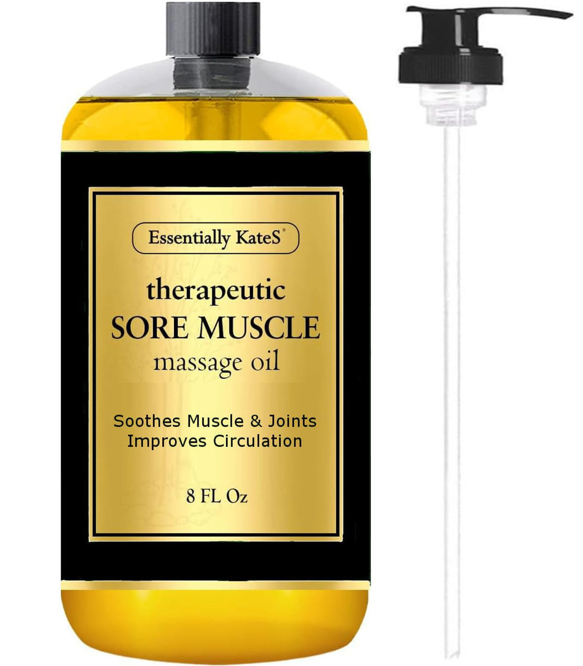 Arnica and peppermint sore muscle massage oil bottle, 8 oz