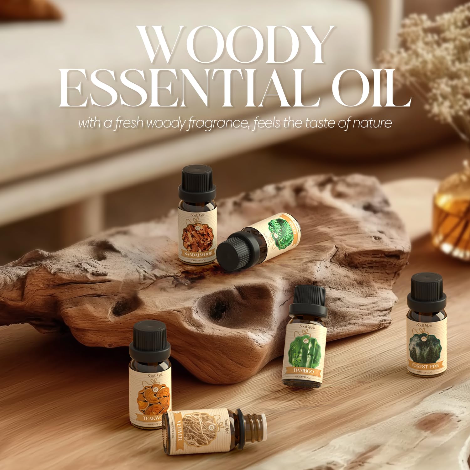 Wood essential oils for candle making and home use