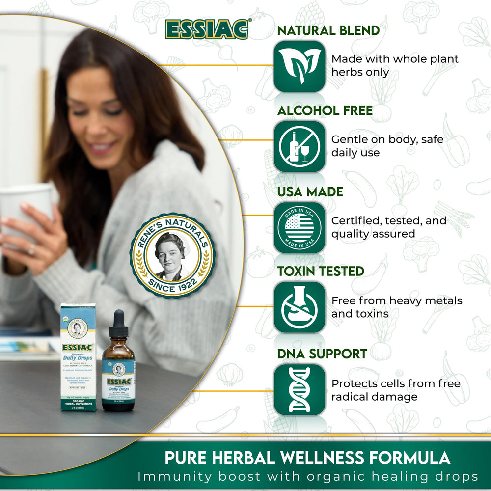 Essiac Daily Drops bottle with dropper