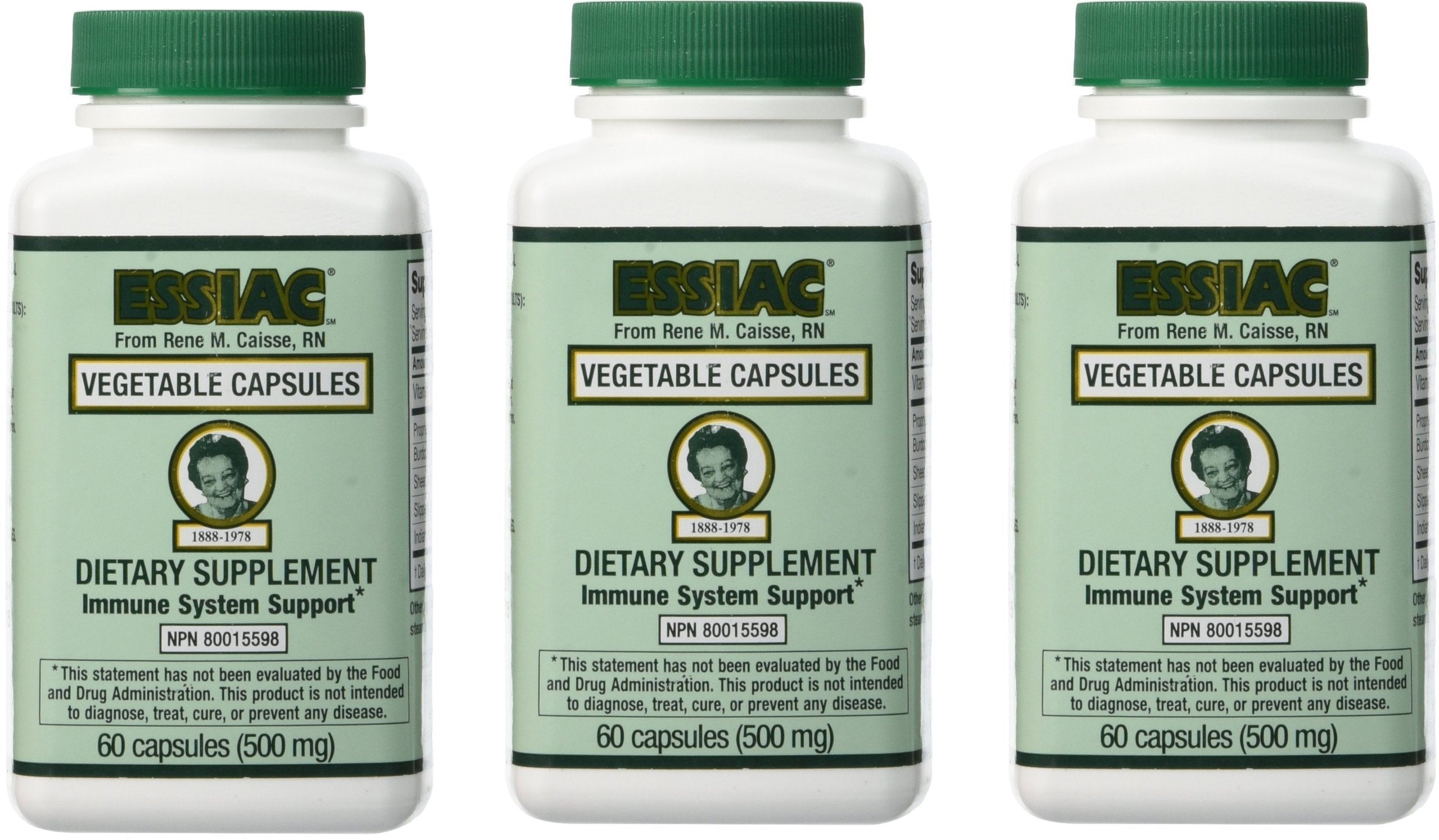 Essiac Vegetable Caps 180 capsules - original Canadian herbal formula (pack of 3)