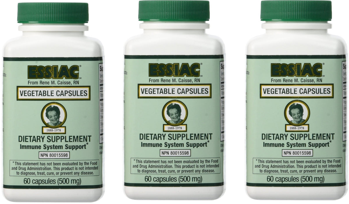 Essiac Vegetable Caps 180 capsules - original Canadian herbal formula (pack of 3)