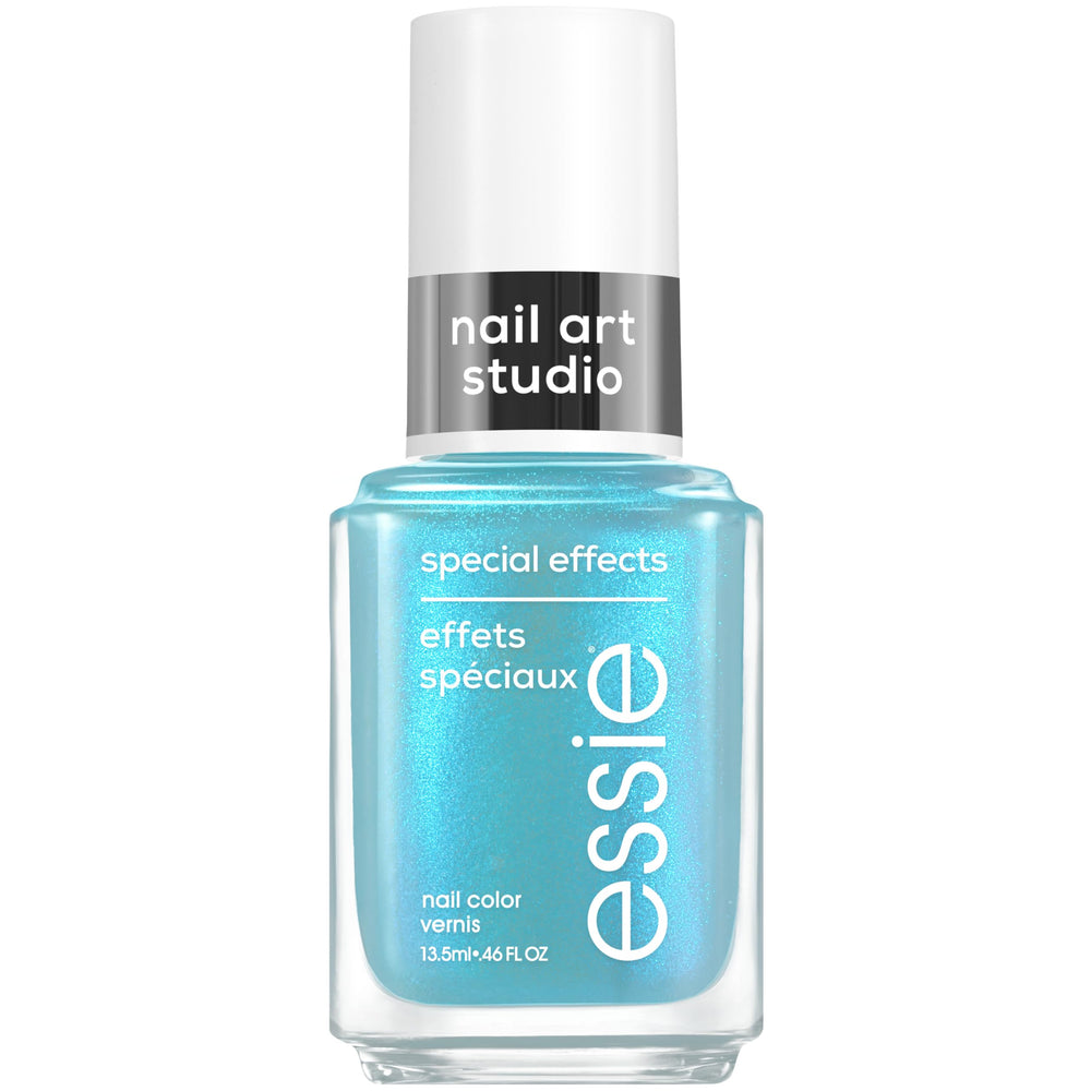 Essie Bikini Snapped special-effects bottle close-up shows blue shimmer