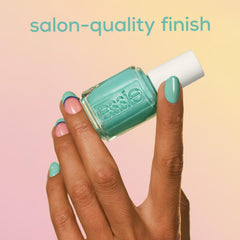 Essie velvety bubble blue swatch highlights soft shimmer on nails