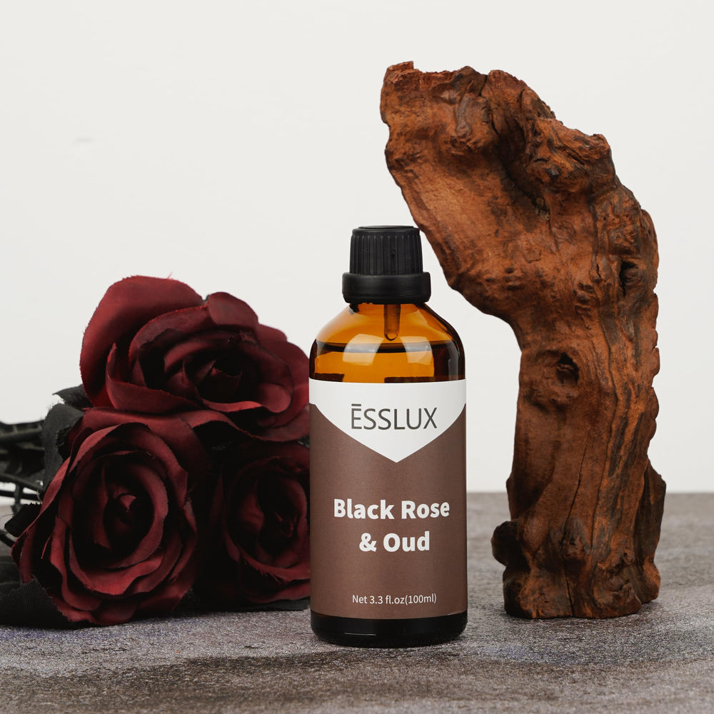 ESSLux branding for Black Rose & Oud fragrance oil