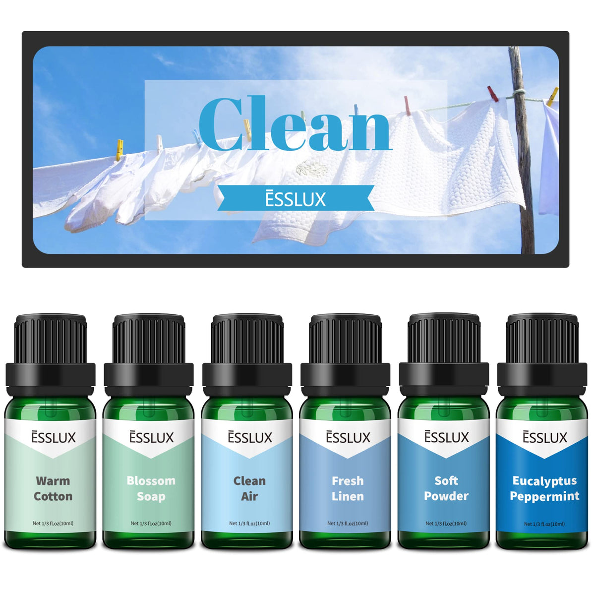 Fragrance oil bottle set with Blossom Soap scent (10ml) – ESSLux Clean Set