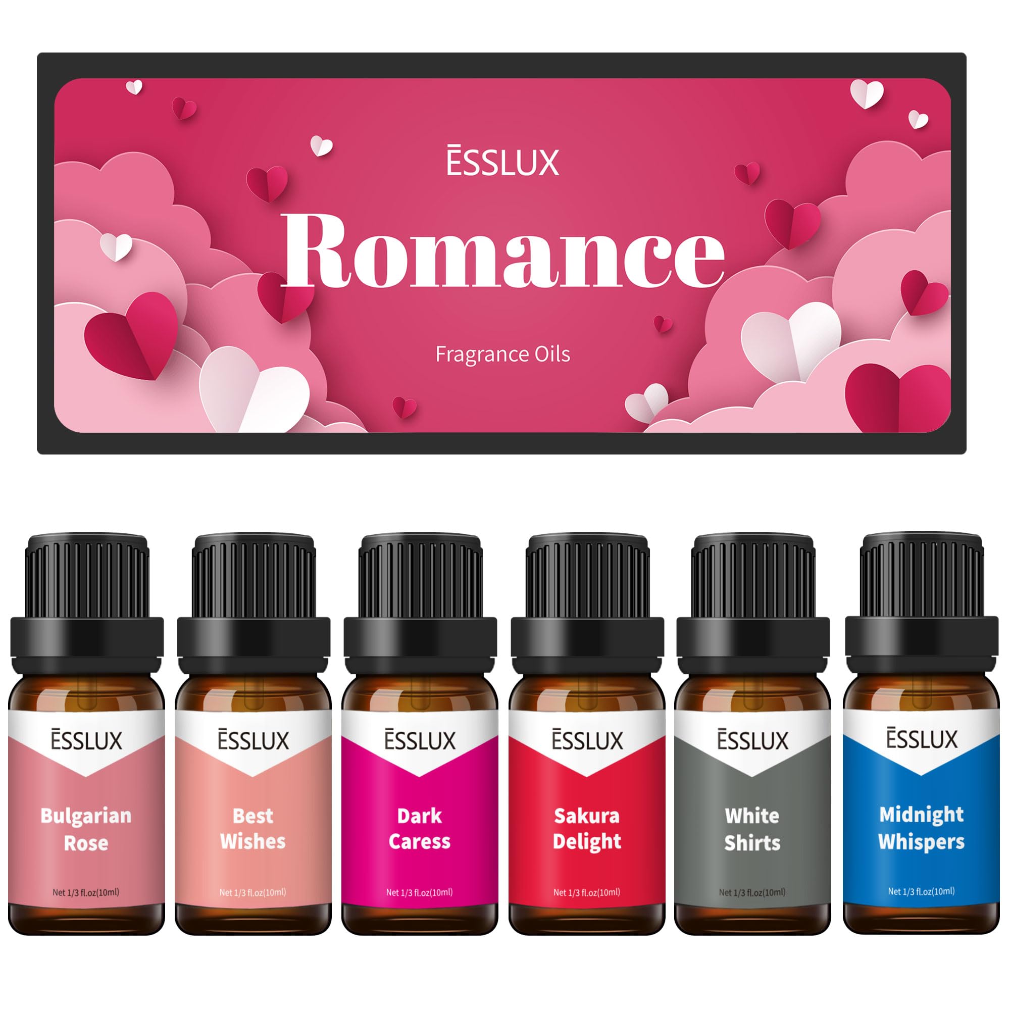 ESSLux Bulgarian Rose romance bottle for diffuser, warm romantic atmosphere.