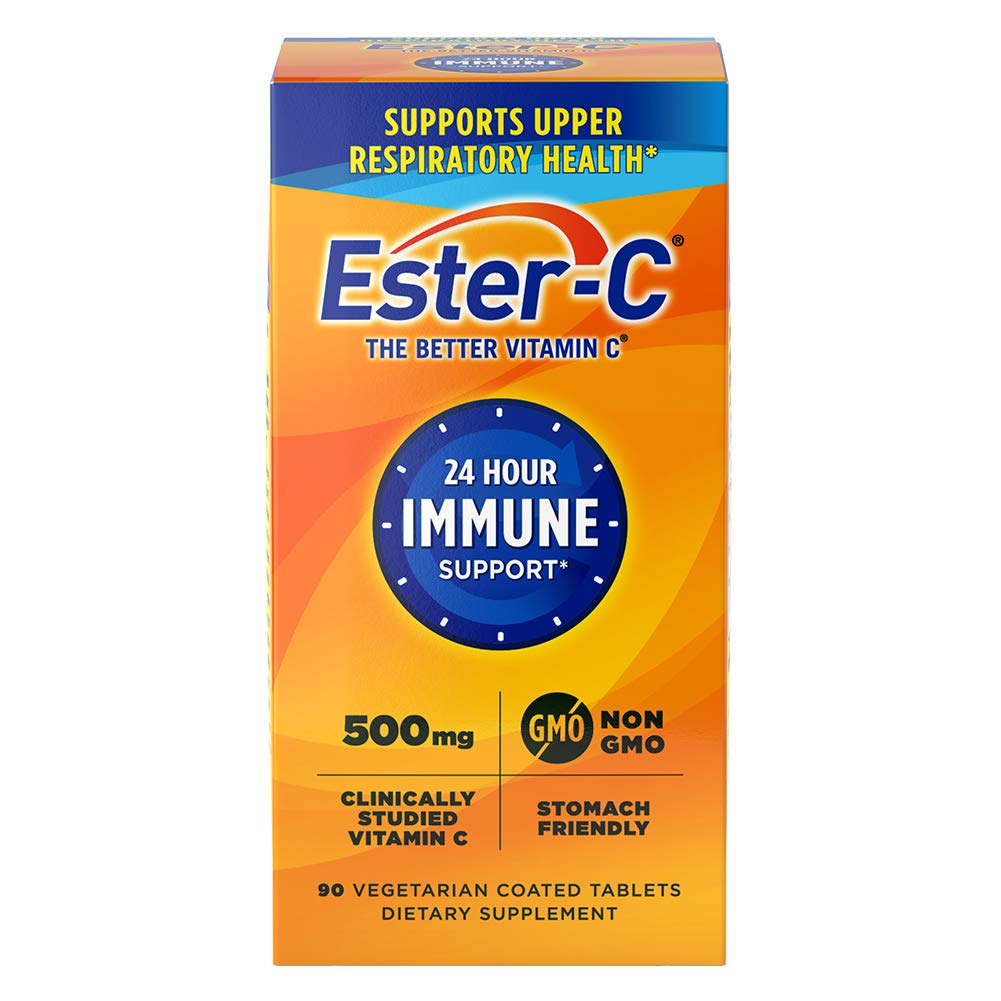 Bottle of Ester-C 500 mg Vitamin C tablets (90-count) for immune support