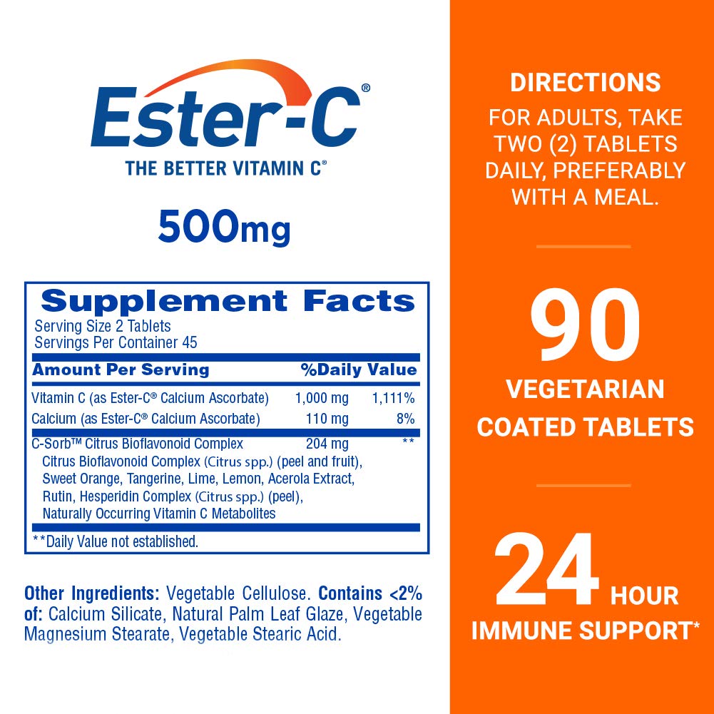 Close-up of Ester-C 24-hour immune support benefits concept