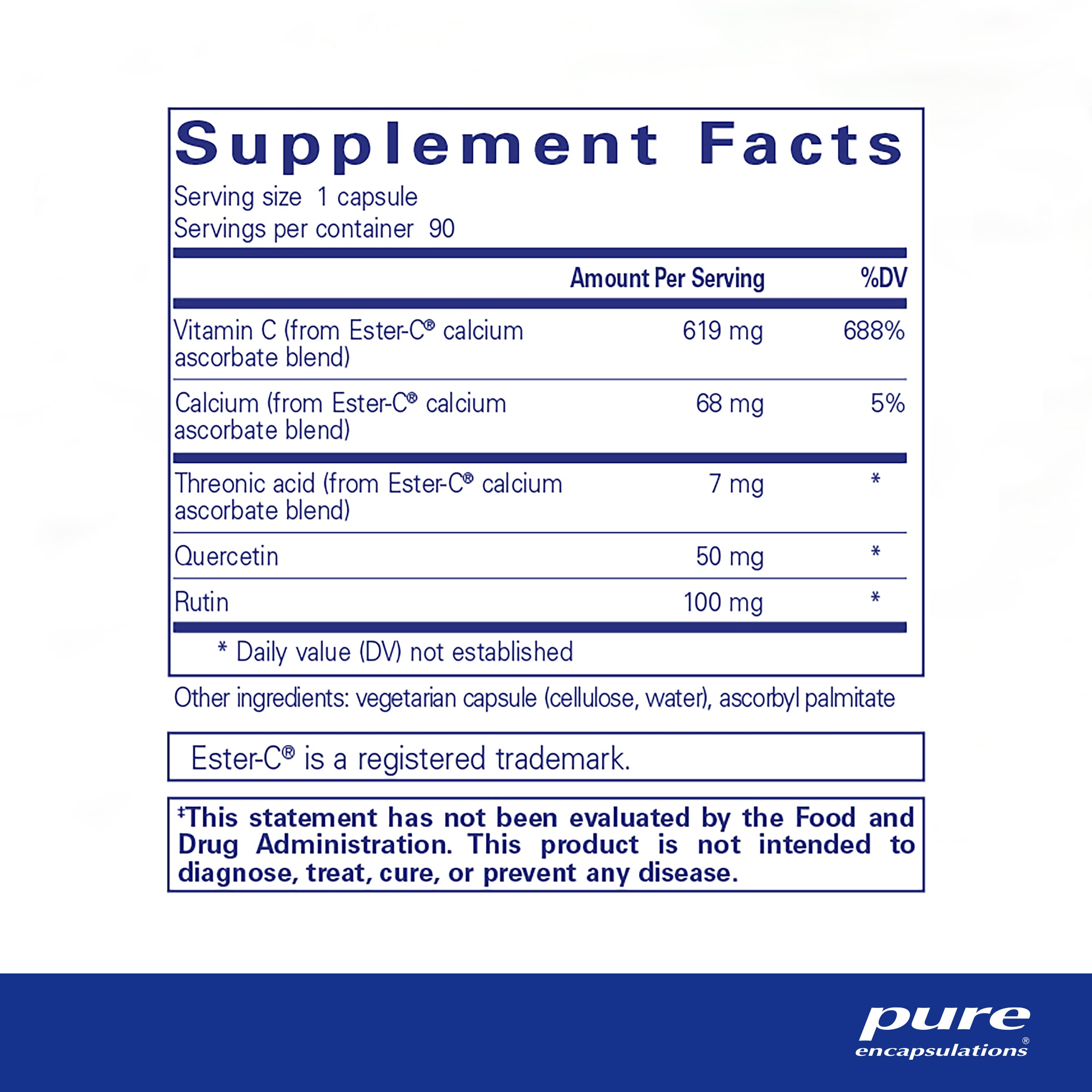 Close-up of Ester-C & Flavonoids bottle label