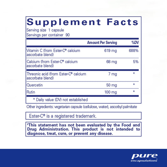 Close-up of Ester-C & Flavonoids bottle label