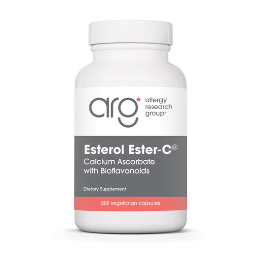 Bottle of Esterol Ester-C 1350mg Vitamin C supplement by Allergy Research Group