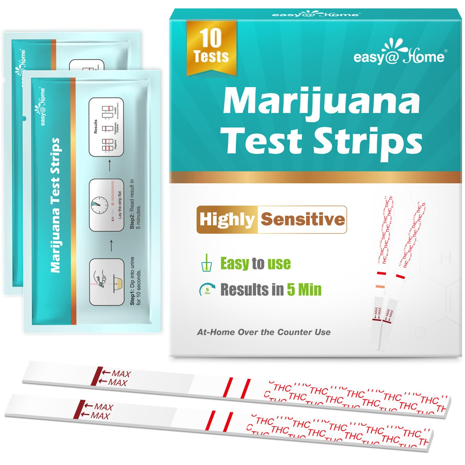 Easy@Home ESTH-115 THC test strips 10-pack packaging