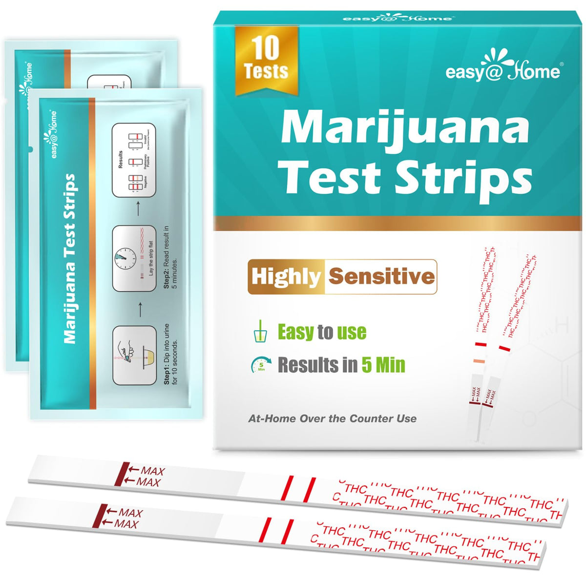 Easy@Home ESTH-115 THC test strips 10-pack packaging