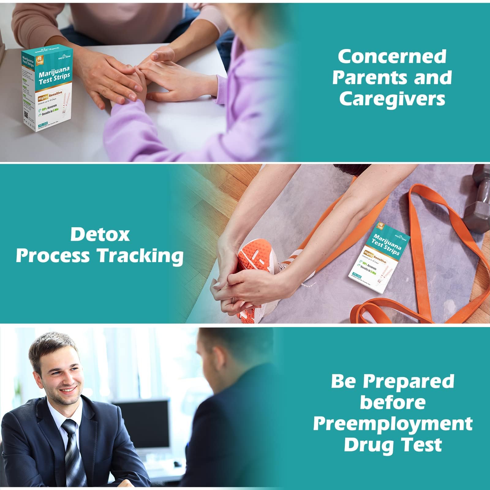 Box contents: 10 test strips and user guide for Easy@Home ESTH-115