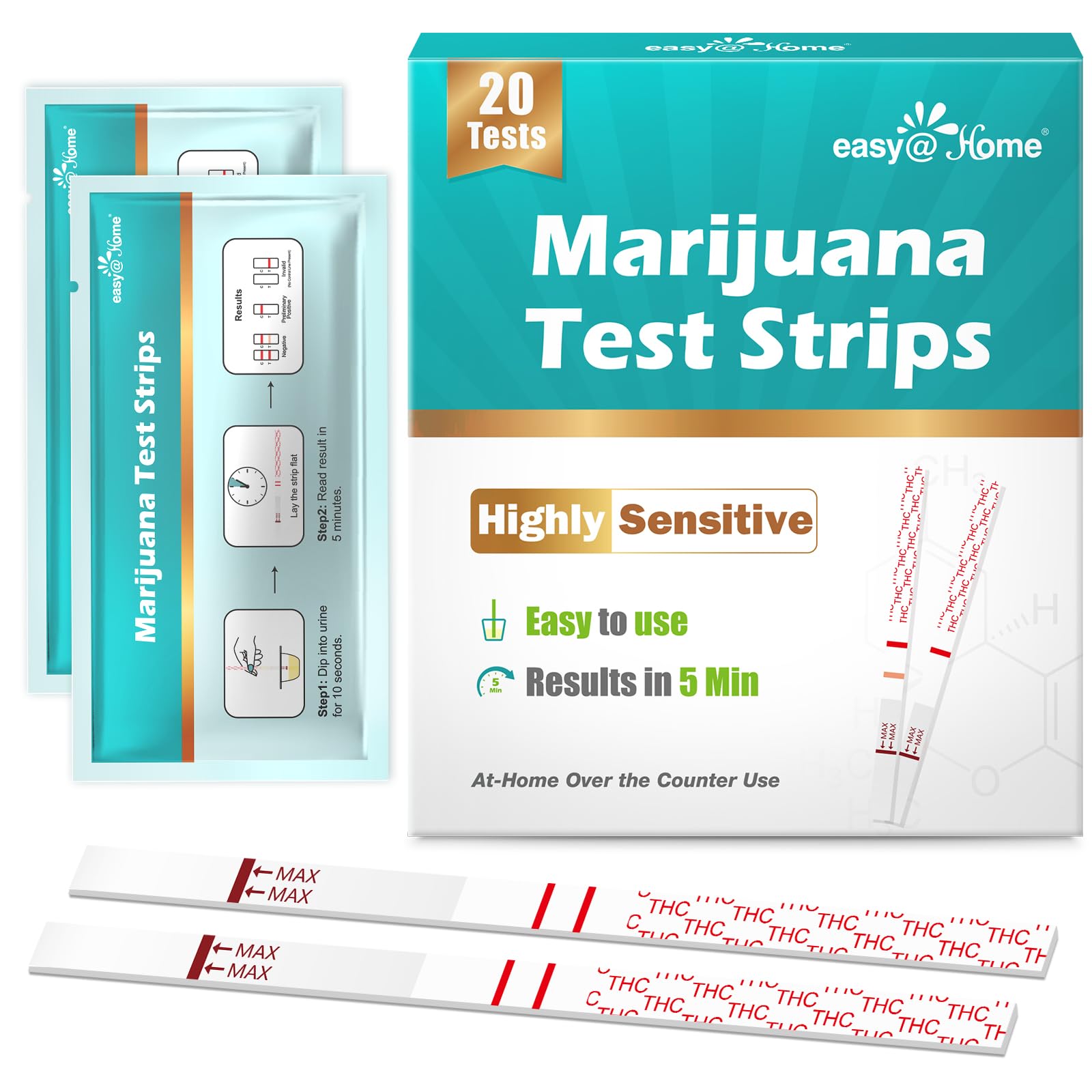 Easy@Home ESTH-115 THC urine test strip showing results window