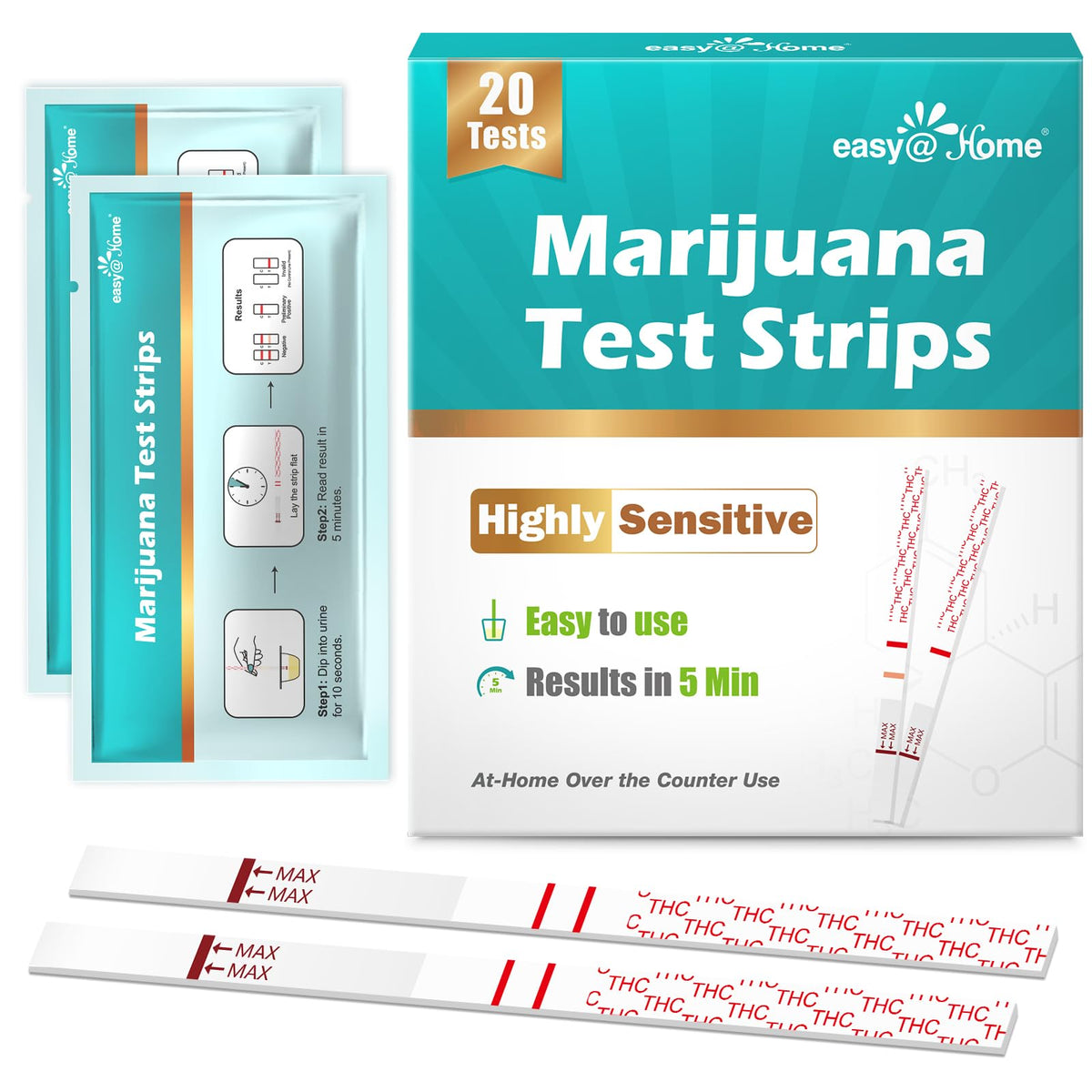 Easy@Home ESTH-115 THC urine test strip showing results window