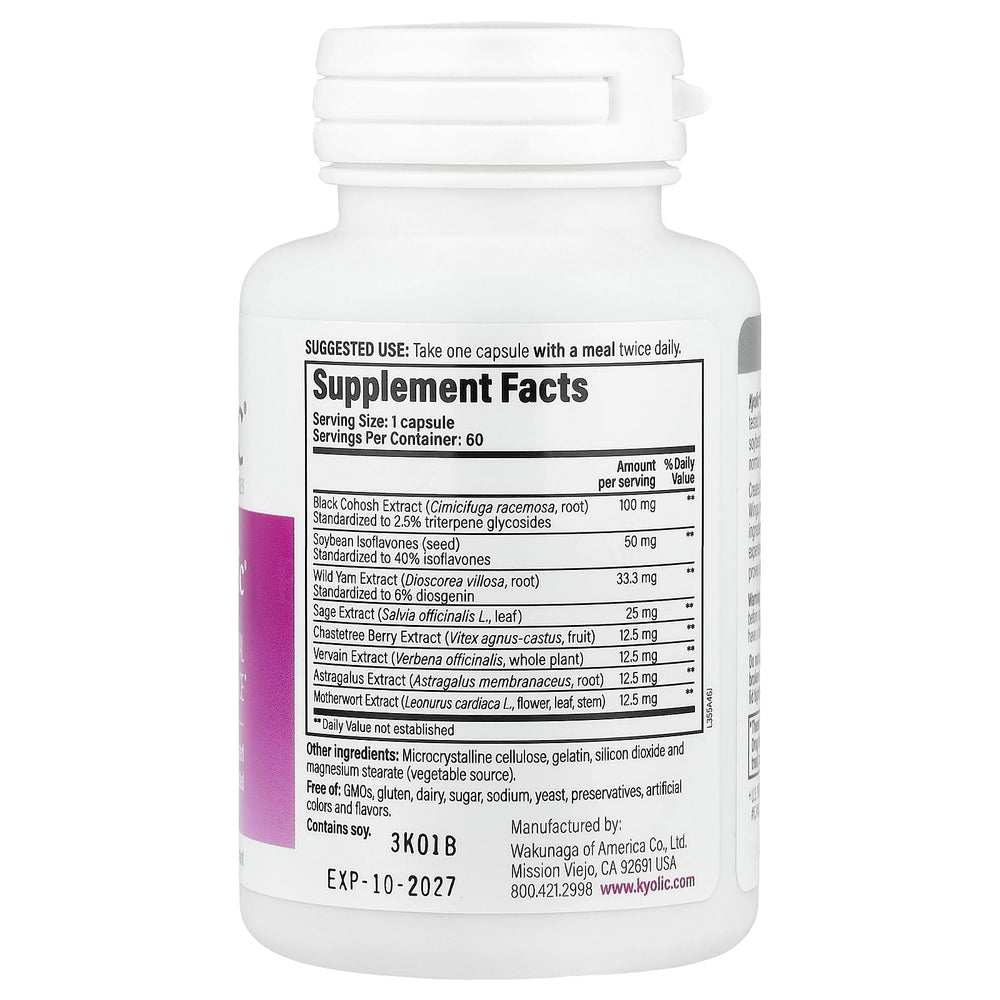 Ingredient highlights of EstroLogic Kyolic 60 Caps label