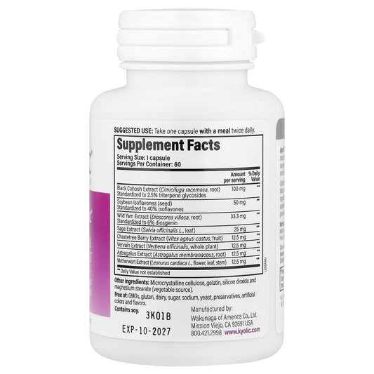 Ingredient highlights of EstroLogic Kyolic 60 Caps label