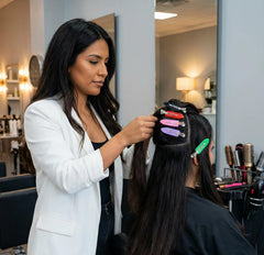 Eswala bangs clip no dent to protect hair while styling.