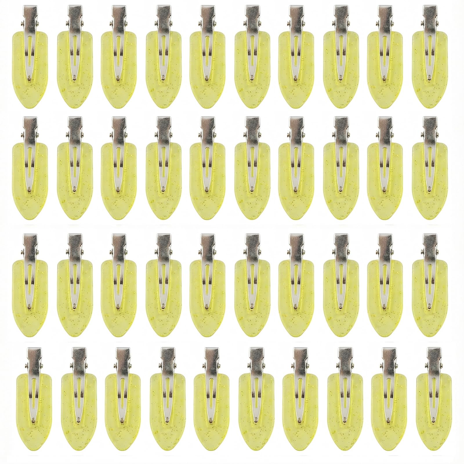 Eswala no-crease hair clips bulk pack in translucent yellow, ideal for makeup application.
